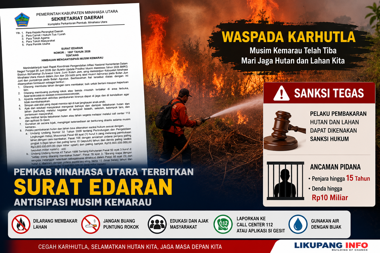 Bakar Lahan Bisa Berujung Penjara, Ini Peringatan Terbaru Pemkab Minut