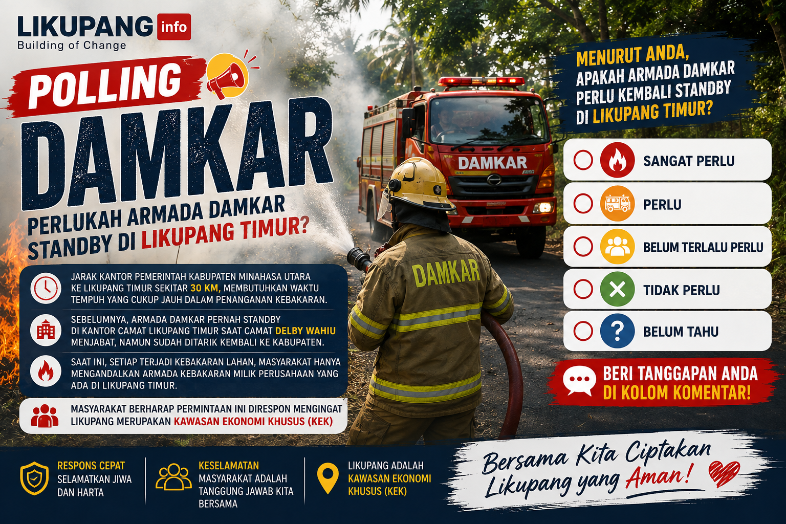 Armada Damkar Pernah Standby di Likupang Timur, Kini Masyarakat Berharap Kembali