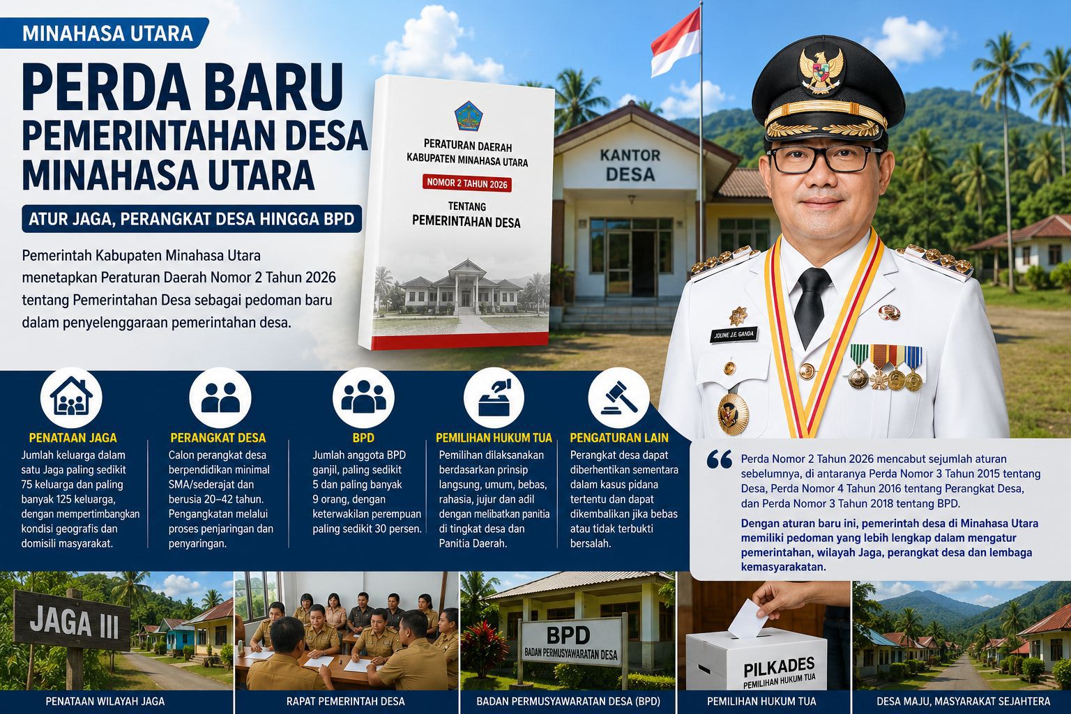 Perda Baru Pemerintahan Desa Minahasa Utara Atur Jaga, Perangkat Desa hingga BPD